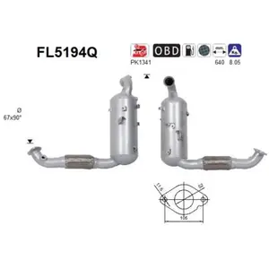 Comparateur de prix : Filtre À Particules, Système D'Échappement Fl5194q As Ford As Fl5194q