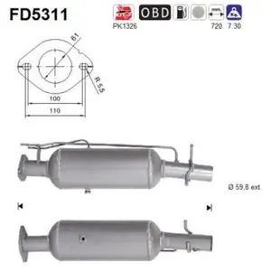 Filtre À Particules, Système D'Échappement Fd5311 As Ford As Fd5311