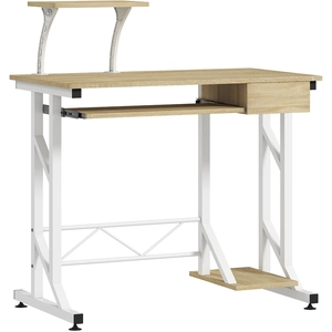 HOMCOM Bureau d'étude avec plateau pour clavier et tiroir - Bureau pour bureau 90x50x100 cm Chêne pas cher
