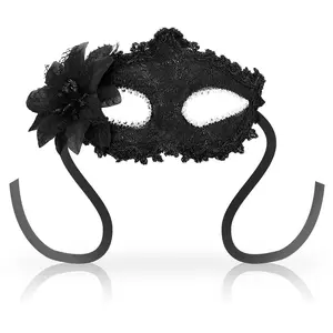 OHMAMA Masque Antizaz Fleur Style Vénitien Noir   Élégance Mystérieuse...