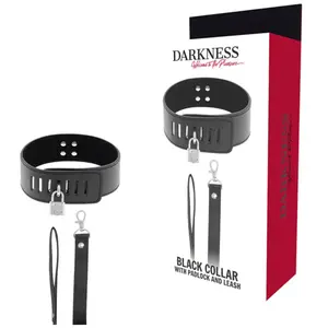 Collier BDSM Verrouillable avec Cadenas et Poignée - NoirVendu parplaisir-up