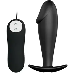 Pretty Love Anal Plug Pénis en Silicone Forme 12 Modes Vibration Noir ...Vendu parplaisir-up