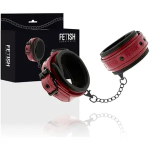 Comparateur de prix : Menottes en Cuir Vegan Doublure Néoprène FETISH SUBMISSIVE - Rouge