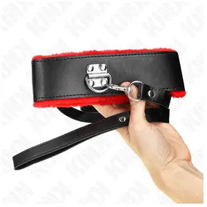 Comparateur de prix : KINK Collier avec Ceinture et Bracelet en Cuir Rouge Ajustable 40-48 c...