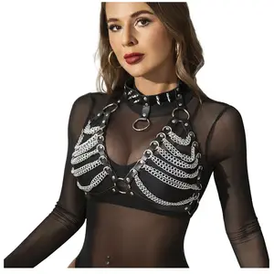 Soutien-Gorge Harnais et Collier Élégant avec Chaîne Sublime - TUVendu parplaisir-up