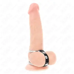 Comparateur de prix : Anneau Pénien Double Connecté en Cuir 3,8-5 cm pour Plaisir Intense