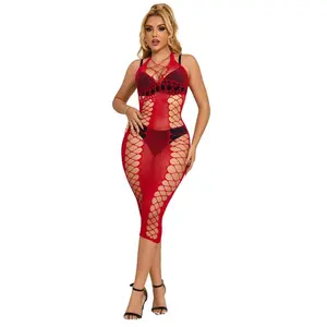 Comparateur de prix : Robe Longue Résille Rouge Sublime pour Femmes Séduisantes - TU