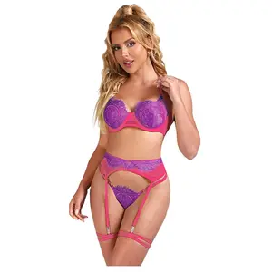 SUBBLIME Ensemble Lingerie Dentelle à Cils avec Soutien-Gorge et Jarretelle SUB... pas cher