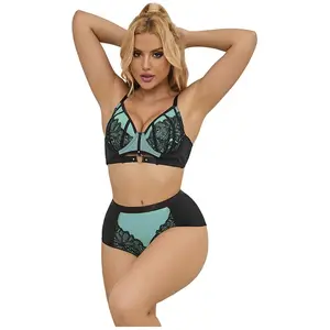 SUBBLIME Ensemble soutien-gorge en cuir verni vert avec fermeture éclair SUBBLI... pas cher