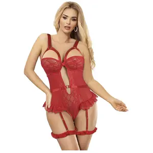 SUBBLIME Teddy Sexy avec Jarretières en Dentelle et Bandes Noires pour... pas cher