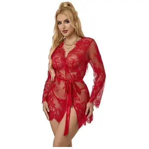 Subblime - 953782 Chemisier De Nuit En Dentelle String Rouge L-Xl