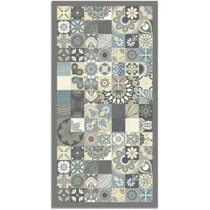 Comparateur de prix : Panorama Tapis vinyle carreaux ciments cuisine bleu 40x80cm