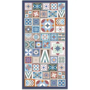 Panorama Tapis vinyle style carreaux ciments multicoleur 60x110cm