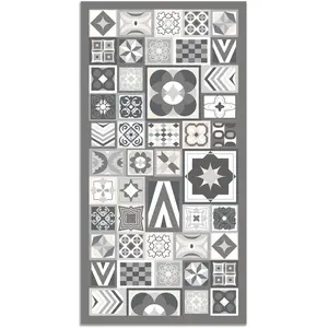 Home and Living Tapis vinyle style carreaux ciments gris 60x110cm pas cher