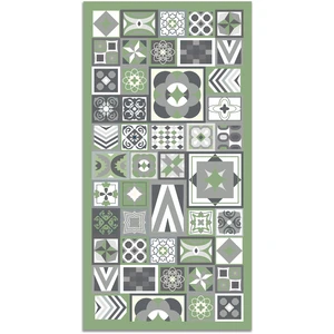 Panorama Tapis vinyle style carreaux ciments vert 80x300cm pas cher