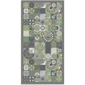 Home and Living Tapis vinyle carreaux ciments cuisine vert 100x140cm pas cher
