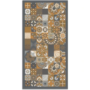 Home and Living Tapis vinyle carreaux ciments cuisine orange 140x200cm pas cher
