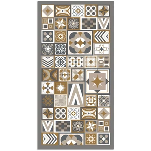 Home and Living Tapis vinyle style carreaux ciments orange 60x200cm pas cher