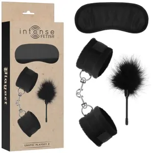 Ensemble Playset Fétiche Érotique 2 Pièces avec Menottes, Masque et Ti...