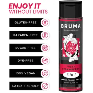 Comparateur de prix : Bruma Huile Massage Premium Effet Chaleur Fraise 3 en 1 100ml