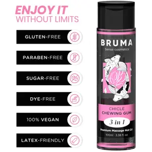 Comparateur de prix : Bruma Huile Massage Premium Effet Chaleur Chewing-Gum 3en1 100ml