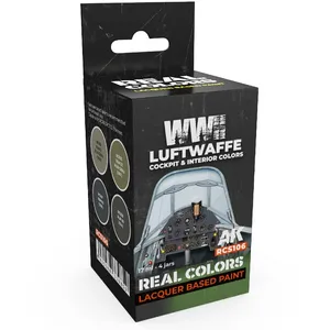 AK Interactive AK REAL COLORS SET RCS106 WWII Luftwaffe Cockpit & Interior Colors (4x17ml)