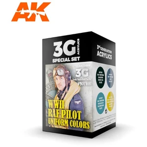 Peinture AK INTERACTIVE: SET acrylic paint 3rd Generation 17mL - WWII RAF PILOT UNIFORM COLORS  - Peinture à maquette acrylique  - AK11689 