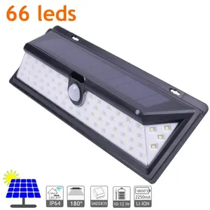 JANDEI Applique solaire led haute puissance avec batterie Li-ion 66 led Éclai... pas cher