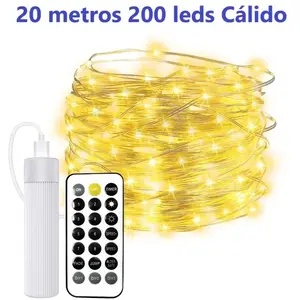 Guirlande lumineuse rechargeable usb 20m 200leds Chaude avec télécomma...