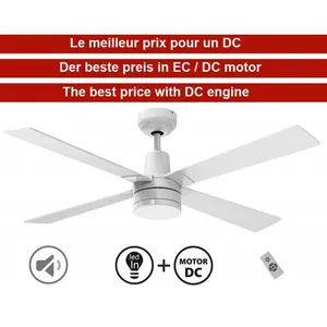 Comparateur de prix : KLASSFAN Ventilateur de plafond de 122 cm DC avec télécommande et LEDs en blanc