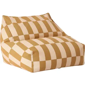 Pouf fauteuil en coton bio à carreaux moutarde et beige 74x40x60cm Vib...Vendu parmade-in-design