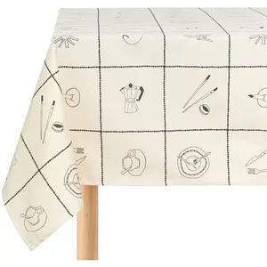 Nobodinoz Nappe de table rectangulaire en coton bio à carreaux noir 150 x 250 cm... pas cher