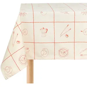 Nobodinoz Nappe de table rectangulaire en coton bio à carreaux rouge 150 x 250 c... pas cher