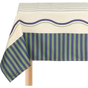 Nobodinoz Nappe de table rectangulaire en coton bio bleu et vert 150 x 250 cm - ... pas cher