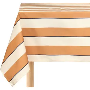 Nobodinoz Nappe de table rectangulaire en coton bio à rayures orange et bleu 150... pas cher