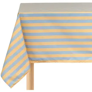 Nobodinoz Nappe rectangulaire en popeline de coton bio à rayures orange et bleu ... pas cher
