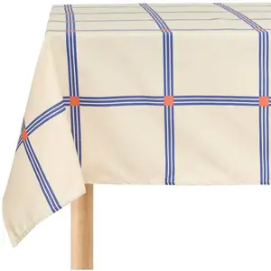 Nobodinoz Nappe rectangulaire en popeline de coton bio à carreaux bleu et orange... pas cher