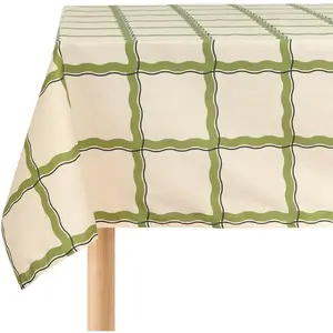 Nobodinoz Nappe rectangulaire en popeline de coton bio à carreaux vert et bleu 1... pas cher