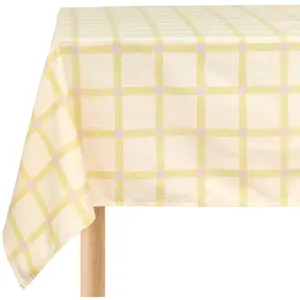 Nobodinoz Nappe rectangulaire en popeline de coton bio à carreaux jaune et rose ... pas cher