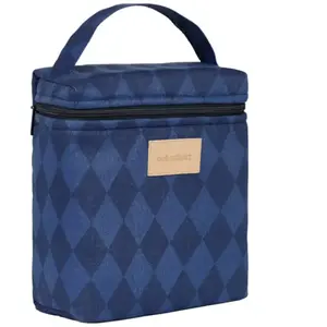 Nobodinoz Sac isotherme pour biberon et déjeuner Hyde Park Denim Blue Diamonds pas cher