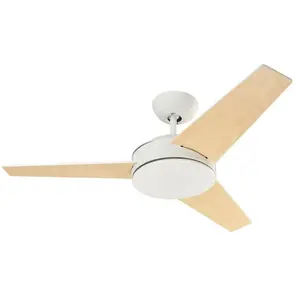 Ventilateur de plafond leds C4 Forlight Windy blanc avec pales en bois
