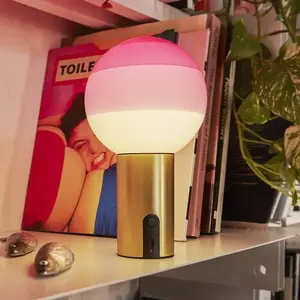 Lampe sans fil rose pied laiton Dipping Light - Marset pas cher