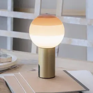 Lampe à poser rechargeable MARSET Dipping Light, crème/laiton, à inten... pas cher