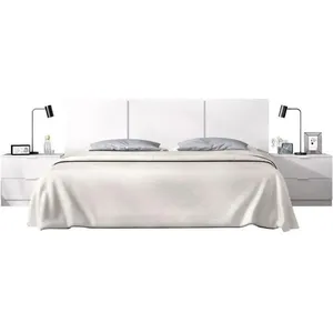 Ensemble tête de lit en 3 parties + 2 tables de nuit avec 2 tiroirs - ...