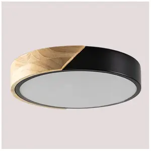 Comparateur de prix : Sklum Plafonnier Led Jan Black&natural Ø30 Cm