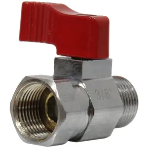Mini-vanne laiton nickelé Mâle / Femelle 3/8" (12/17) - PN16 - manette...