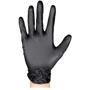 Jbm Gants Jetables En Nitrile Noir 7.0mil Texture Diamant 90 Unités