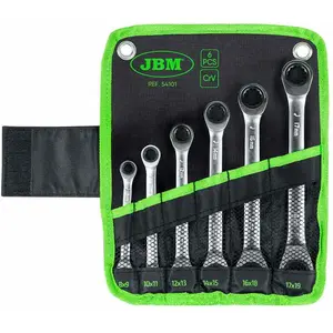 Comparateur de prix : Jbm Jeu De Clés Mixtes à Cliquet 8-19 Mm 6 Pièces