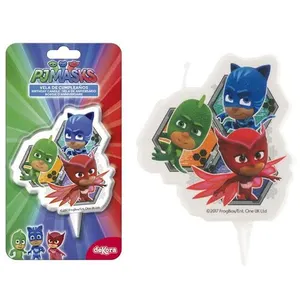 VEGAOOPRO Dekora - 346204 PJ MASKS Bougie Figurine 2D, Cire, Multicolore, 5 x 2 x 8 cm pas cher