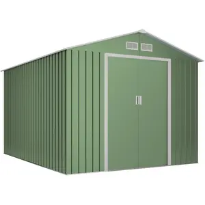 Wasabi - Abri de jardin en métal 8,08 m2 Light Green - 258x313x202cm - Garantie 10 ans - Remise exterieur pas cher